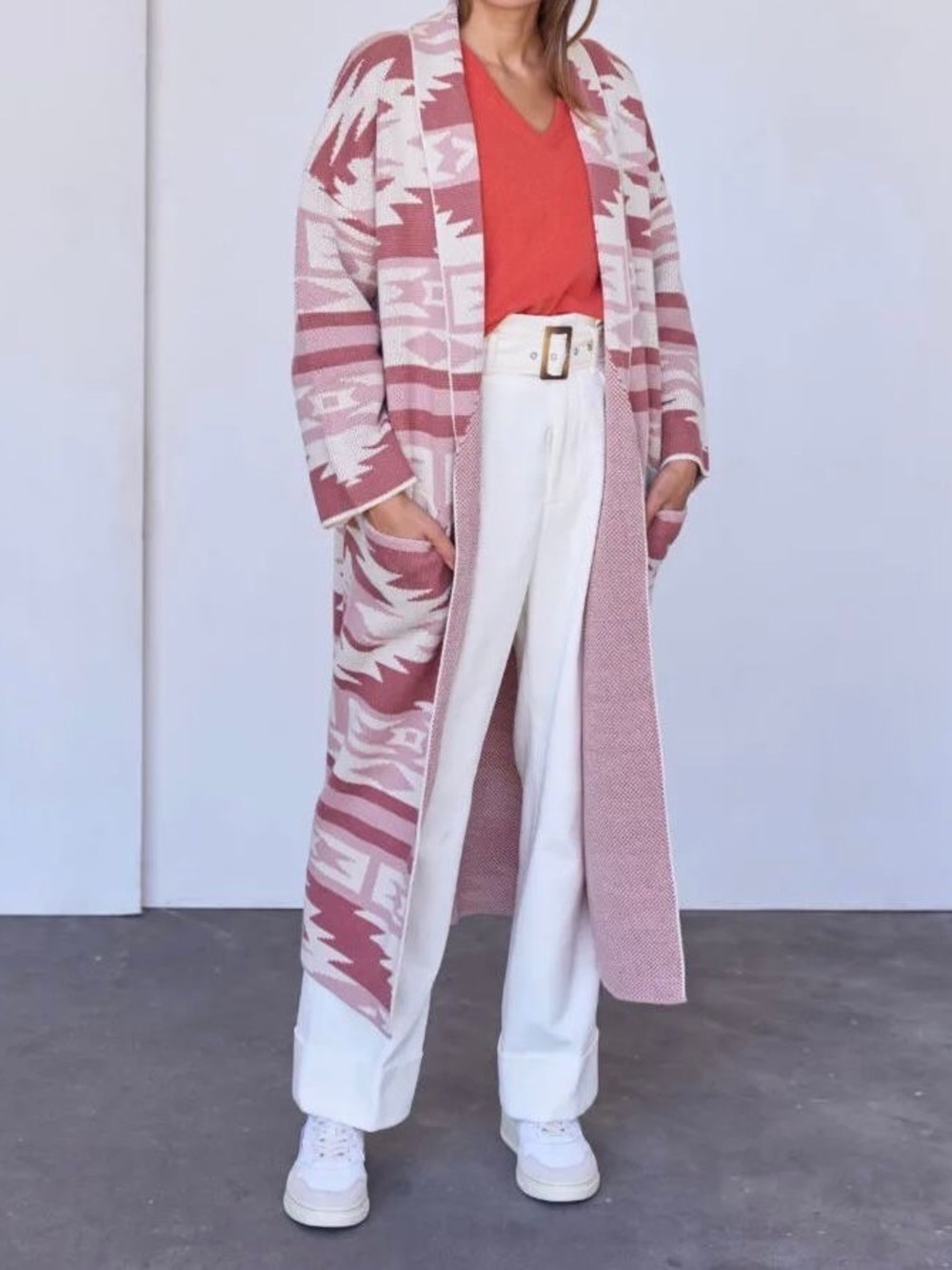 XIRENA Aleck Vest Rose Toffee Long Belted Cardigan size S